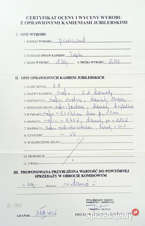 Złoty Pierścionek pr 333 120g Diament Pierścionki
