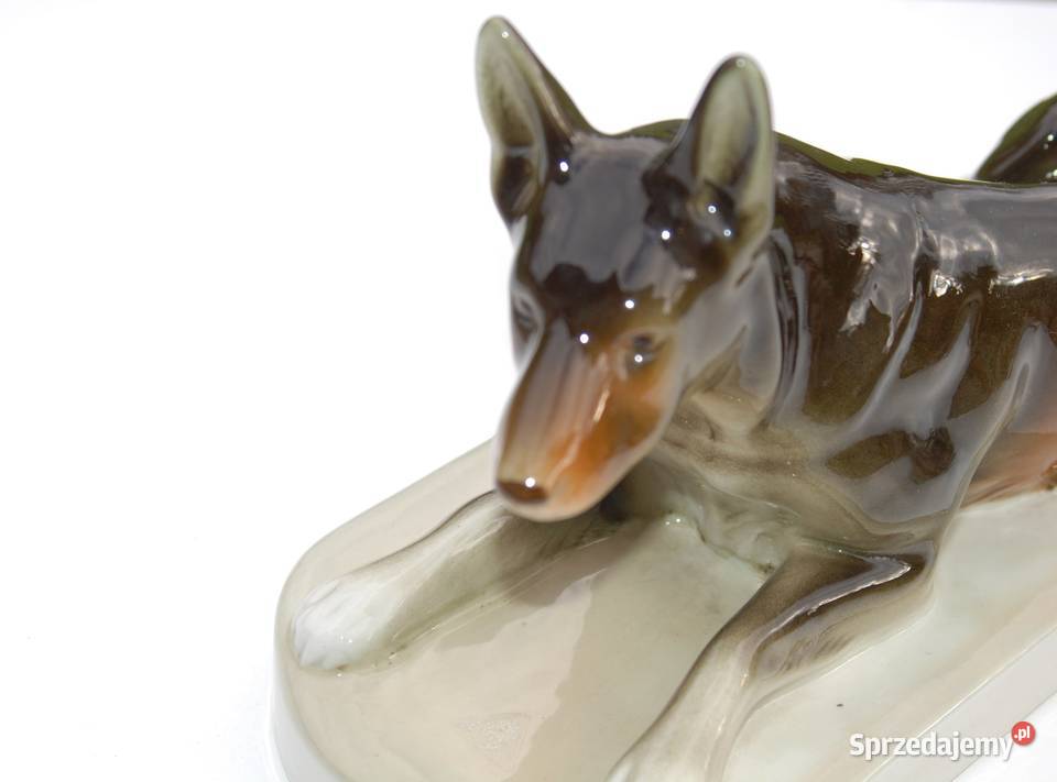 Stara figurka pies Owczarek ROYAL DUX antyk Porcelana i szkło Cieszyn sprzedam