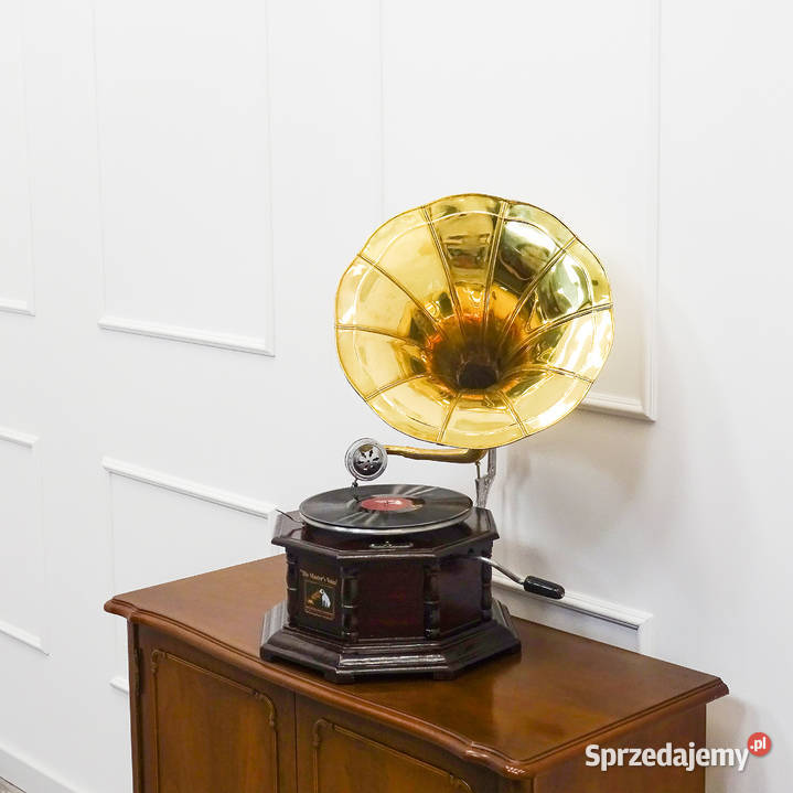 Stylowy PATEFON RETRO GRAMOFON napęd ręczny wielkopolskie Kalisz