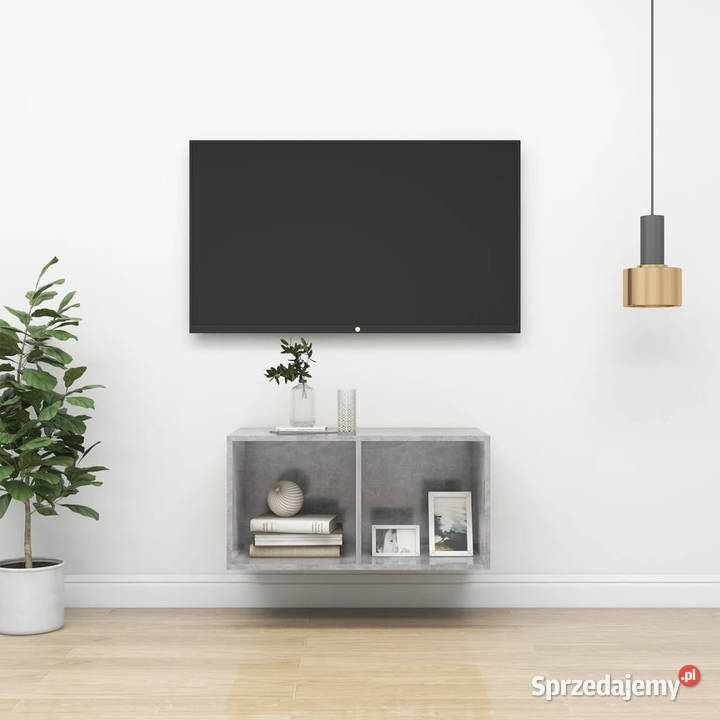 Wisząca szafka pod TV szarość betonu 37x37x72 mazowieckie Warszawa sprzedam