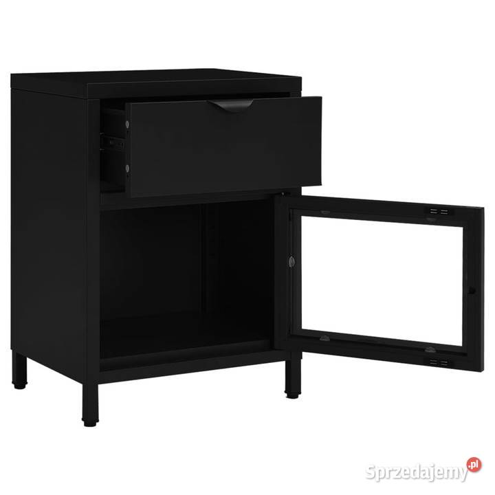 Szafki nocne 2 czarne 40x30x545 stal i szkło Warszawa