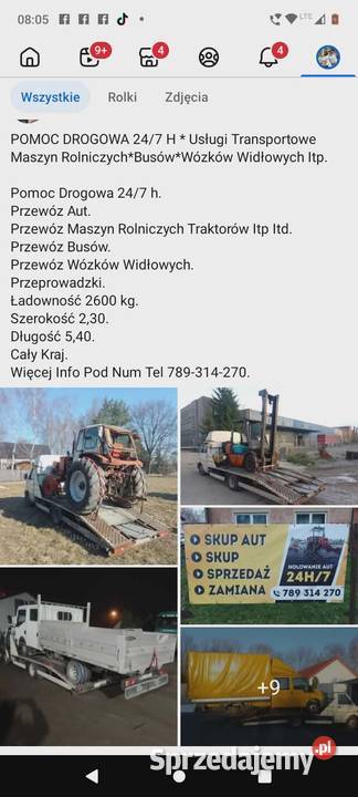 POMOC DROGOWA 247 H Usługi Transportowe Maszyn łódzkie Zduńska Wola