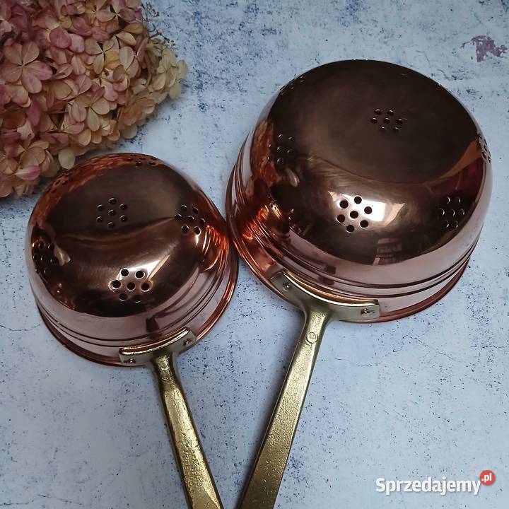 Miedziane sitko durszlak z mosiężną rączką śred Warszawa