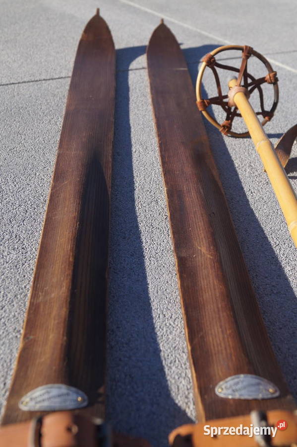 Stare narty jesionowe 180 Neumann kijki Antyki, Sztuka, Kolekcje Pruchnik
