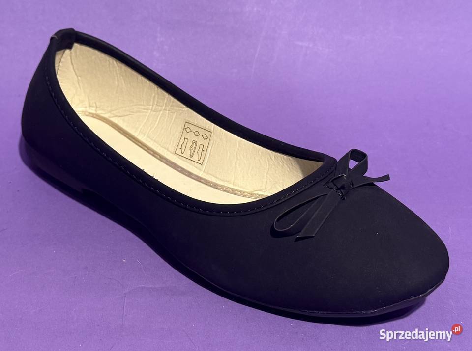 Czarne gładkie baleriny z kokardą rozmiar 38 inna Żyrardów
