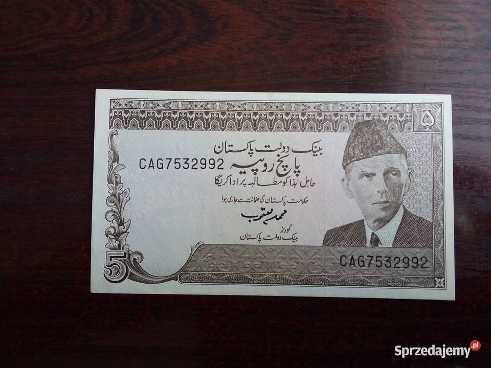 Banknot 5 rupii Pakistan Płońsk
