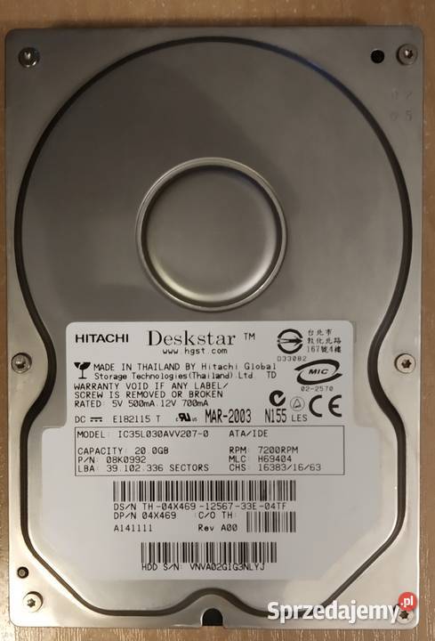012 HDD Hitachi IC35L030AVV2070 ATAIDE łódzkie Łódź