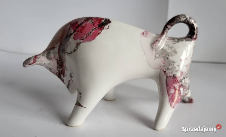 Figurka Byczek ceramiczny ręcznie malowany BYK Sierakowice