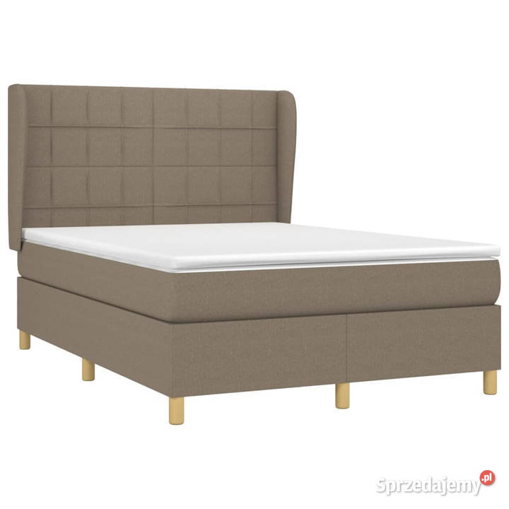 Łóżko kontynentalne z materacem taupe tkanina 128cm Warszawa