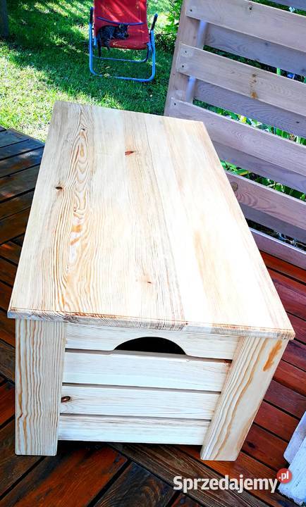 Skrzynia drewniana stolik kawowy pufa siedzisko 43cm Dom i Ogród Radków