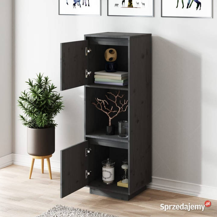 Szafka szara 38x35x117 lite drewno sosnowe