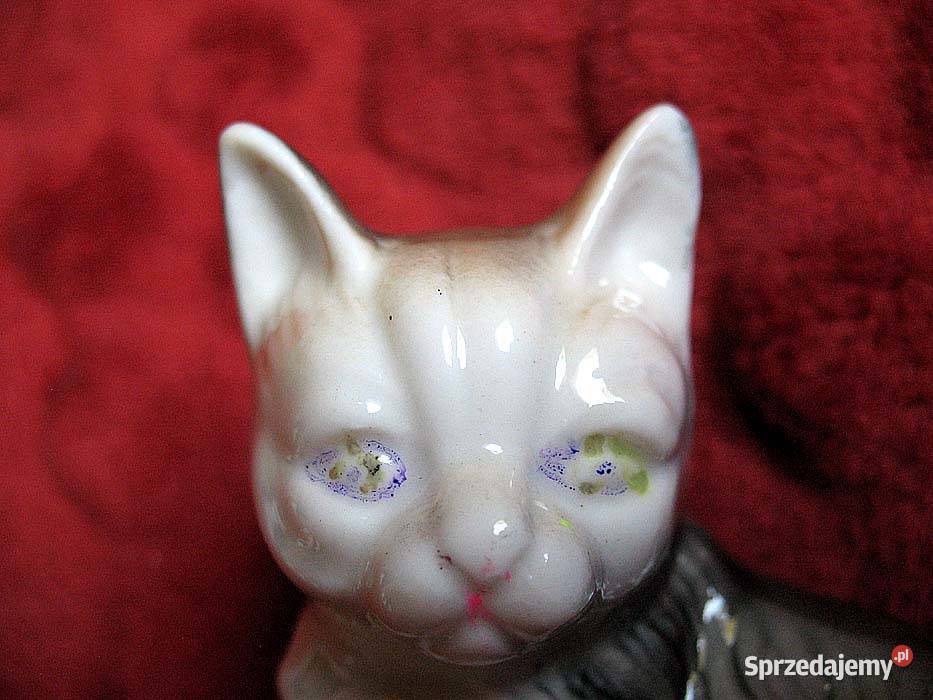 Kot mały uroczy kotek Figurka stara porcelana 9 wielokolorowy Siedlce