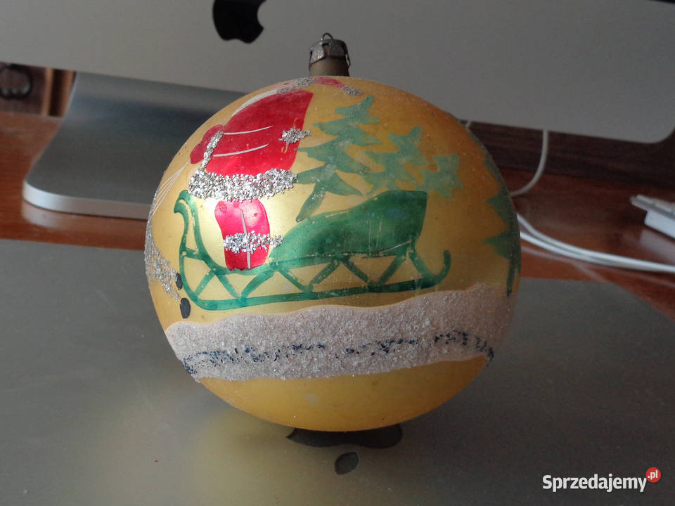 3 stare bombki z mikołajem lata 70te Brzeg