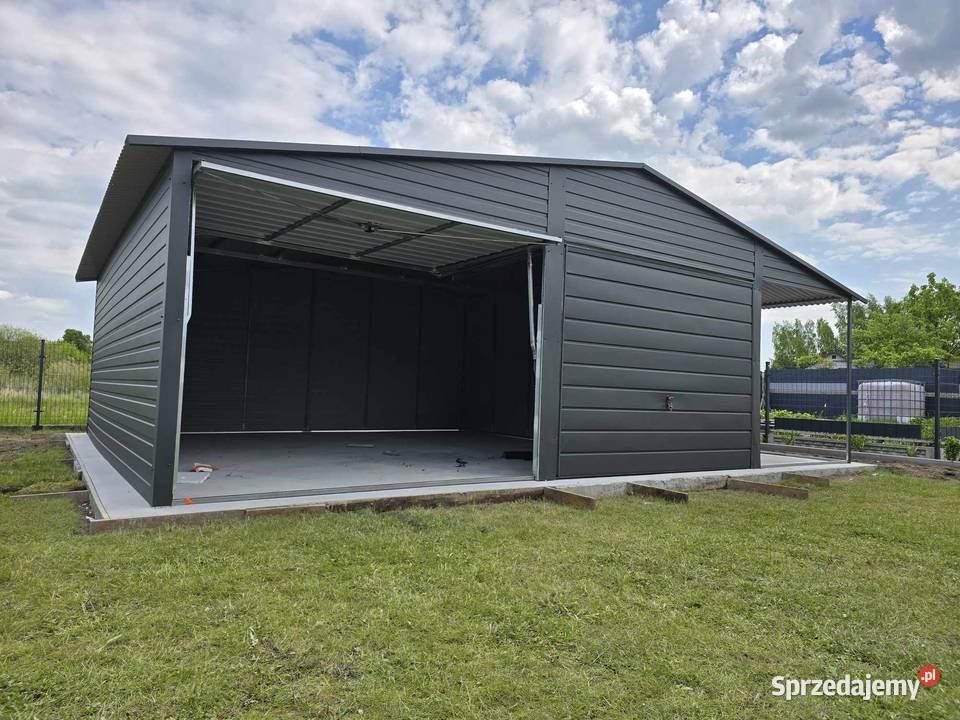 Grafitowy Otwarty GARAŻ BLASZANY Carport Końskie