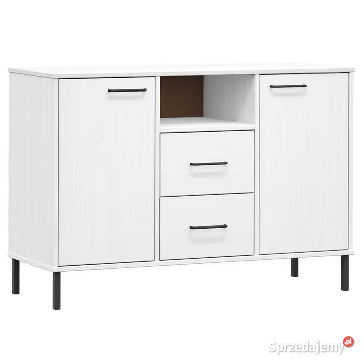 Komoda OSLO metalowe nóżki biała 113x40x77 lite