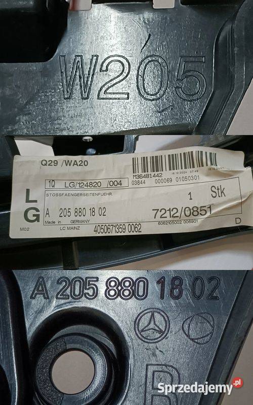 MERCEDES CKLASA W205 ŚLIZG MOCOWANIE zderzaka wielkopolskie Pleszew
