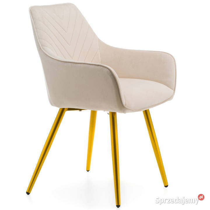 Beżowe Krzesło Vasto Złote Nogi Wysyłka 24H 57cm Tarchały Małe sprzedam