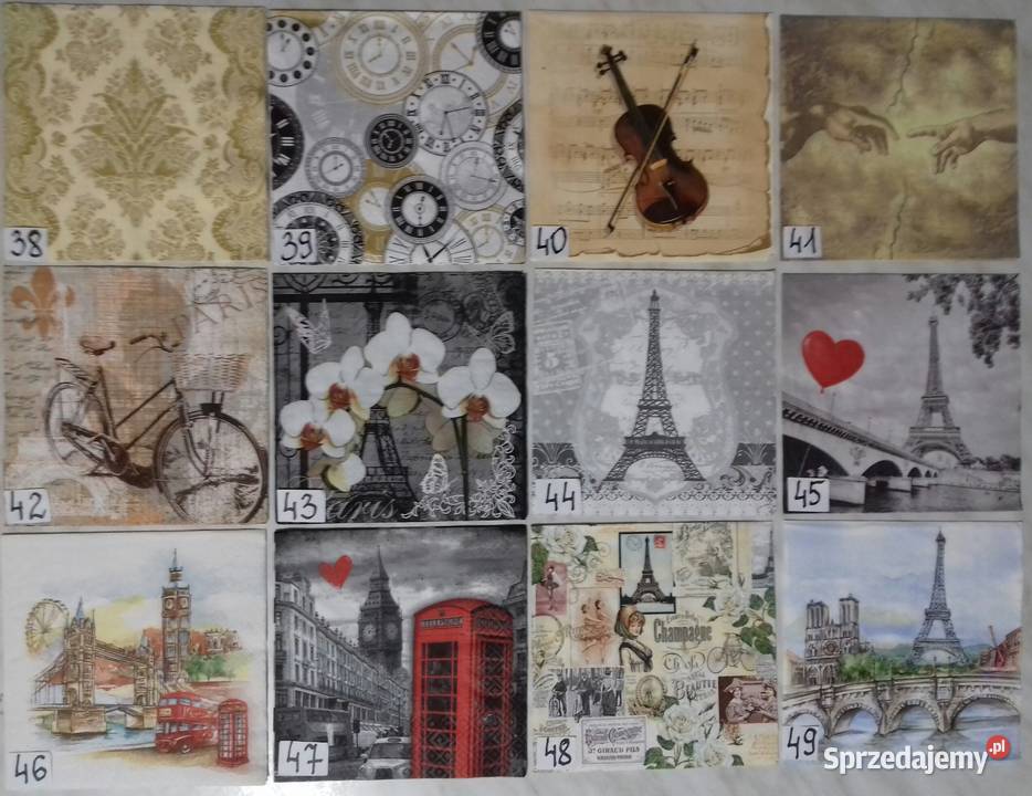 Serwetki decoupage shabby chic vintage ornamenty Rękodzieło mazowieckie