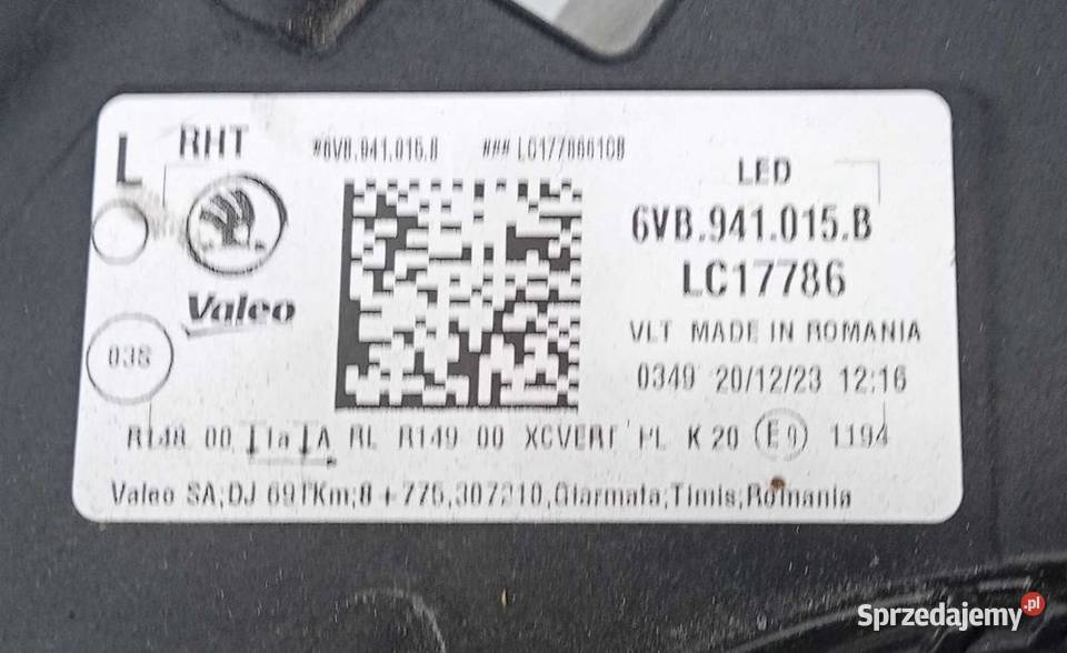 Skoda Fabia IV Full Led reflektor lampa lewy osobowe Przeźmierowo