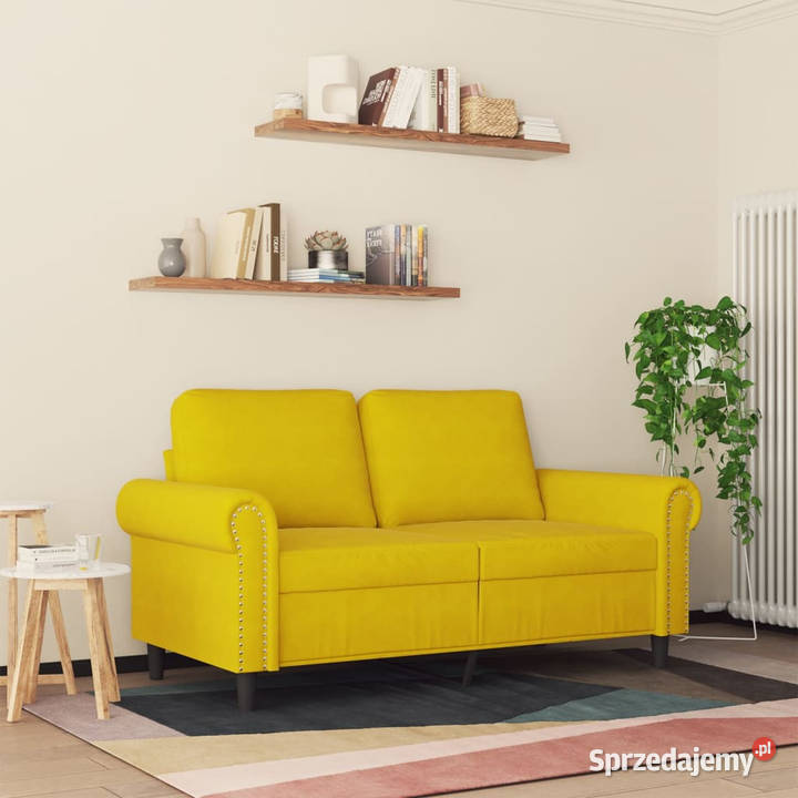 Sofa 2osobowa żółta 120 tapicerowana aksamitem