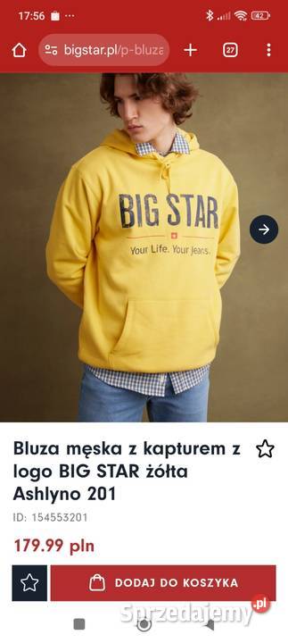 Bluza chłopięca ocieplana BIG STAR Rozmiar 170 Głuchołazy sprzedam