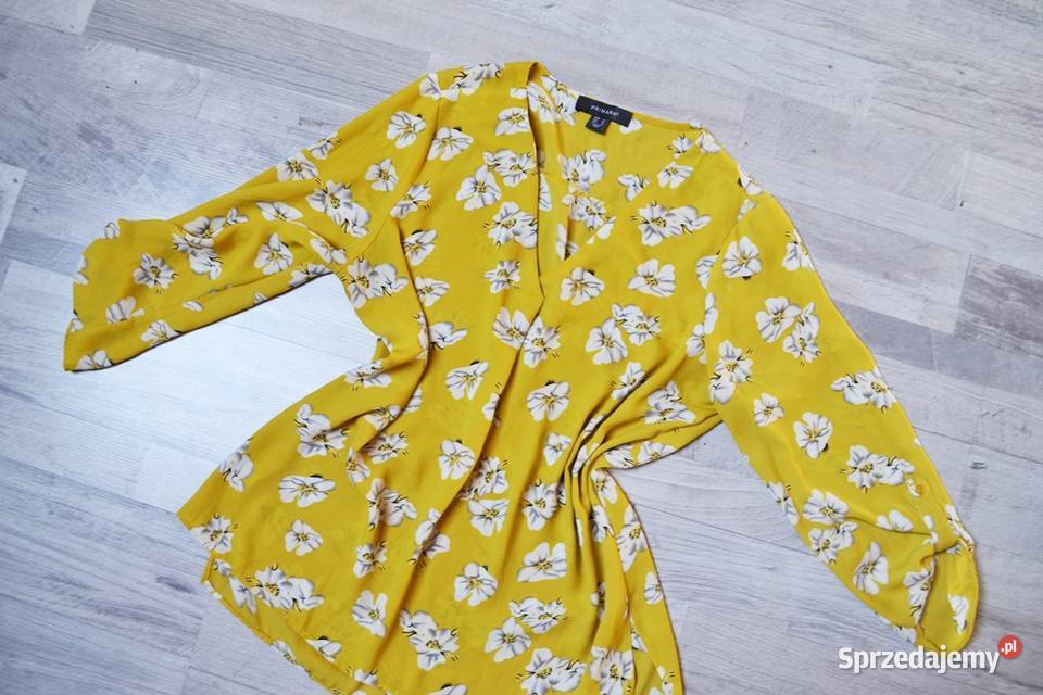 Primark bluzka koszulowa żółta w kwiaty L 3/4 Bluzki i koszule mazowieckie Płock