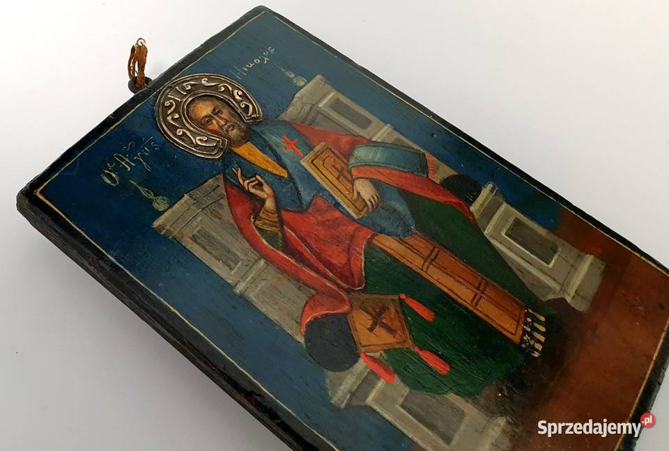 Ikona Święty Mikołaj z Miry Cudotwórca XIXw 0098 Warszawa