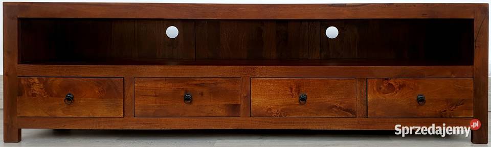 Drewniana brązowa komoda rtv z wysoką półką i Lublin
