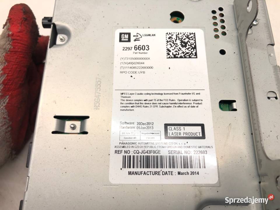 RADIO OPEL ASTRA J 22976603 0915 ODTWARZACZ