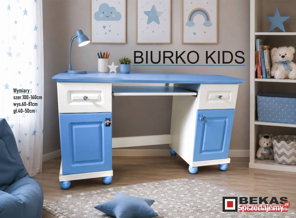 Biurko KIDS Małej Księżniczki Białe Różowe PINK 50cm Warszawa