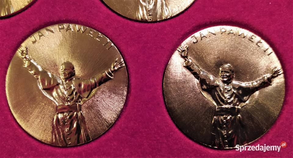 Złocone medale z II PIELGRZYMKI JP II do Polski Mędłów sprzedam