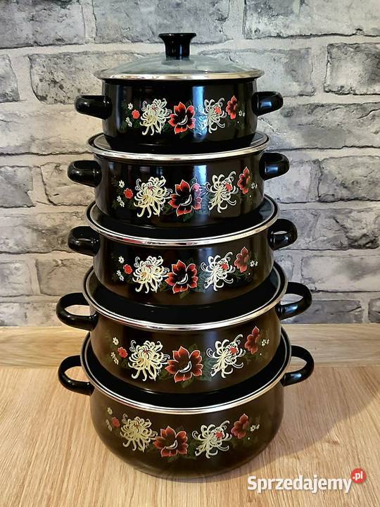 Komplet garnków emaliowanych10 elementów 99zl Łapanów