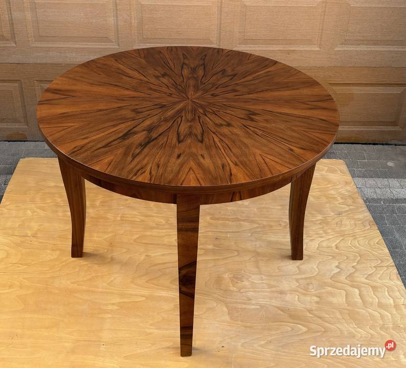 Stół Okrągły Orzech 118 ARTDECO Rozkładany Antyk Warszawa