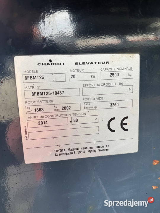 wózek widłowy elektryczny TOYOTA 8FBMT25 Triplex Działoszyn