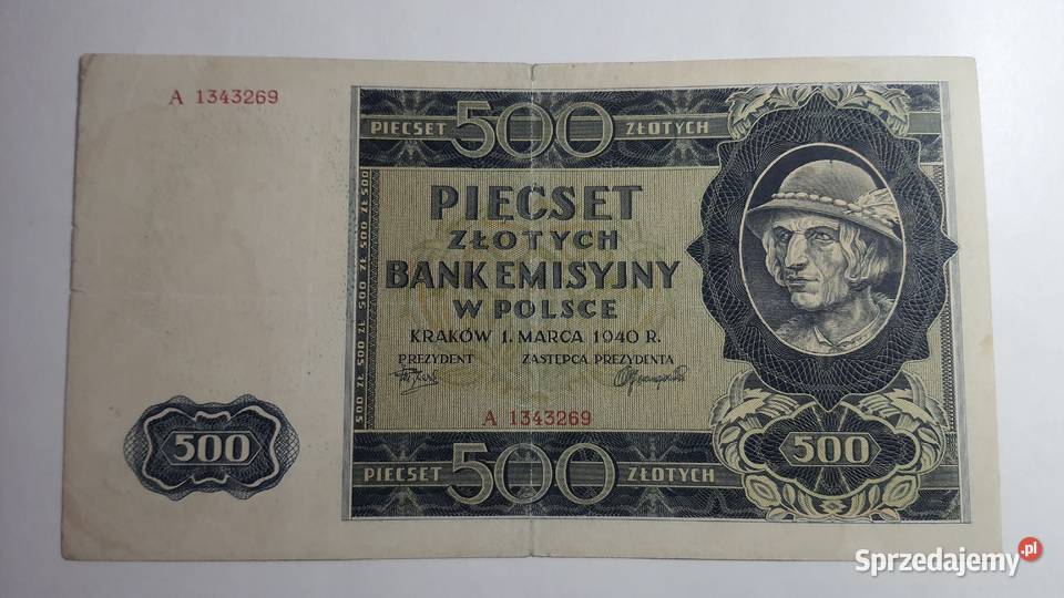 RZADKOŚĆ 500 złotych 1940 z numeracją falsu mazowieckie Warszawa sprzedam