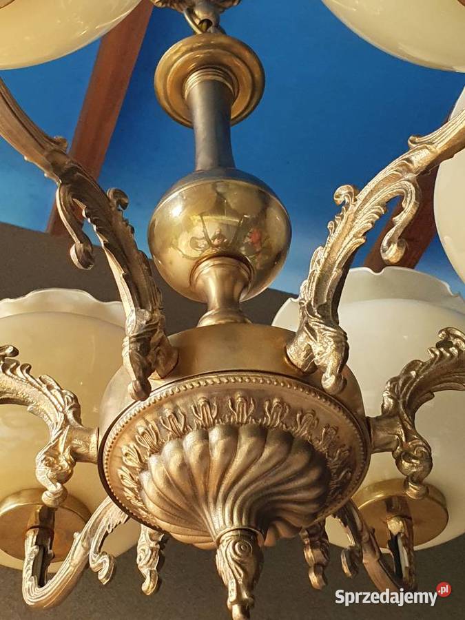 Lampa Żyrandol mosiądz 6 ramienny Siemianowice Śląskie