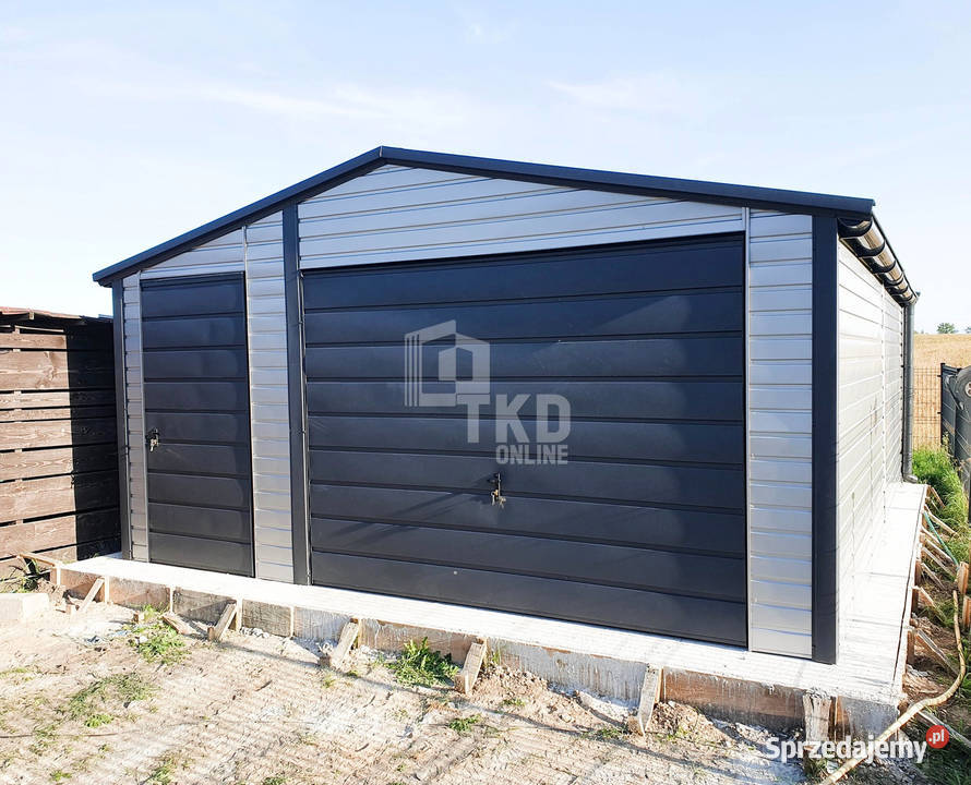 Garaż Blaszany 45x6 Brama drzwi rynny Antracyt łódzkie