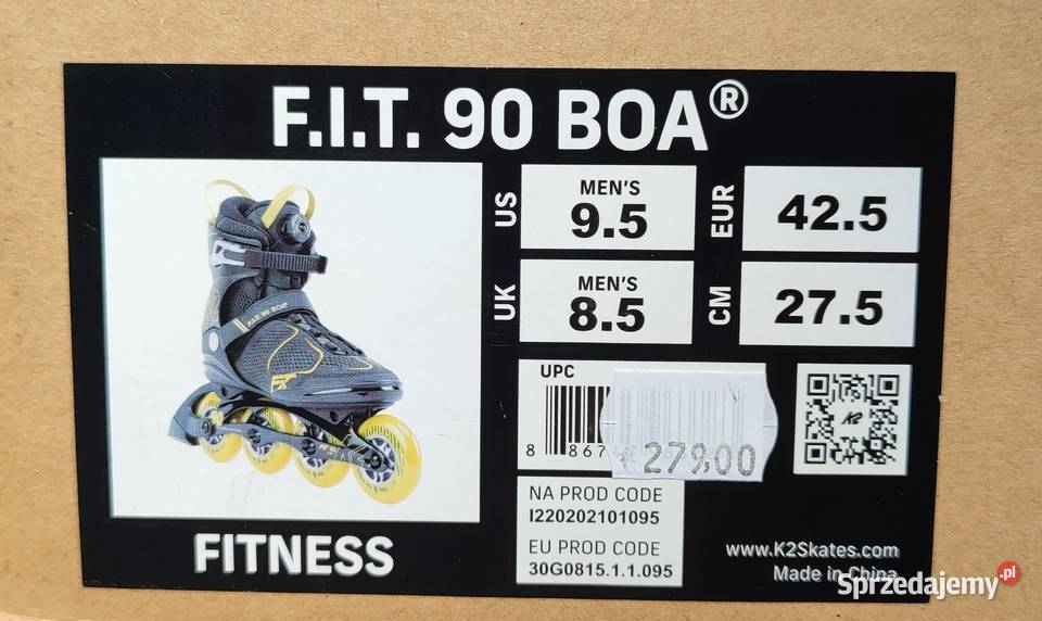 Fabrycznie NOWE Rolki K2 FIT 90 BOA Mens Fitness Jasień