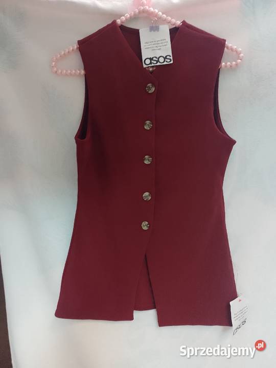 3638 ASOS Design Bordowa kamizelka ołówkowa z Kraków
