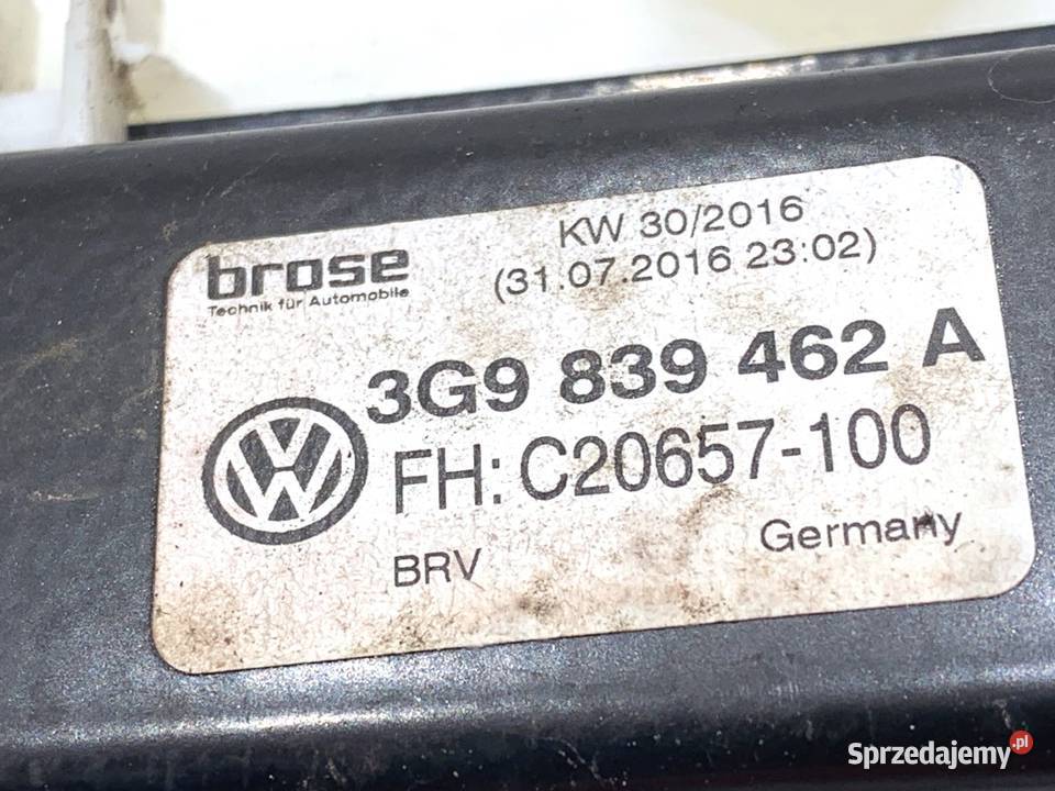 PODNOŚNIK SZYBY PRAWY TYŁ VW PASSAT B8 Mechanizmy opuszczania szyb