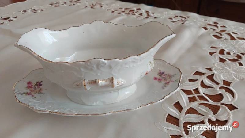 Secesyjna sosjerka Złocenia i bogate zdobienia Sosjerki i dipówki Zastawa stołowa Opole