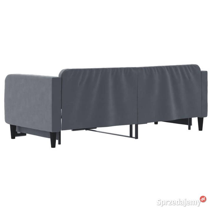 Sofa rozsuwana ciemnoszara aksamit 90x200