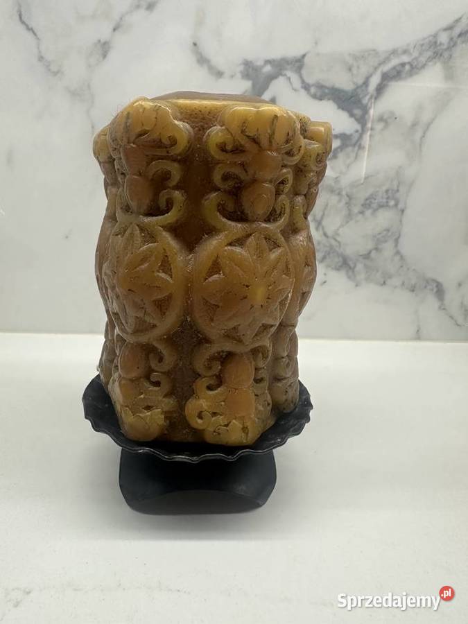 Świecznik ze świecą metaloplastyka z lat PRLu Łódź