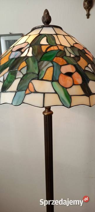 Pięknamosiężna lampa podłogowa 2 witraż w stylu łódzkie Skierniewice