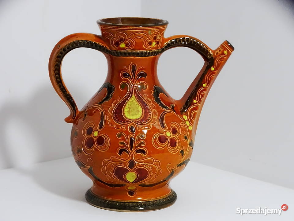 Dzbanek ceramiczny dekoracyjny ręcznie zdobiony Biłgoraj