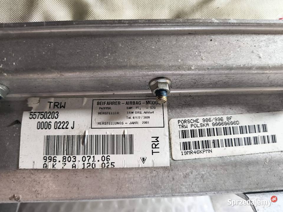99680307106 poduszka powietrzna pasażera z Poduszki powietrzne świętokrzyskie Kakonin sprzedam