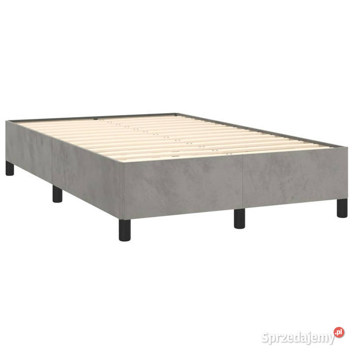 Łóżko kontynentalne z materacem i LED jasnoszare 128cm mazowieckie