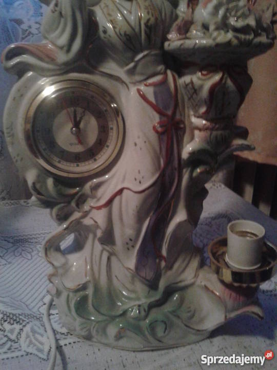 Lampa zegar porcelana na kominek