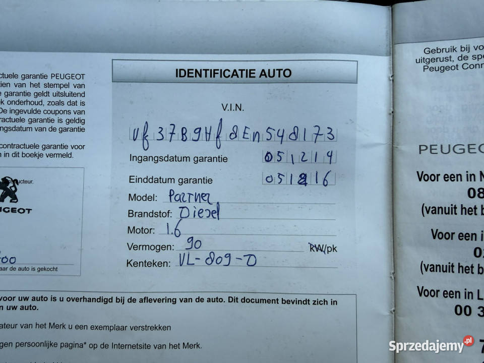 Peugeot Partner Peugeot Partner 16HDi 2014r Lift wielofunkcyjna kierownica mazowieckie