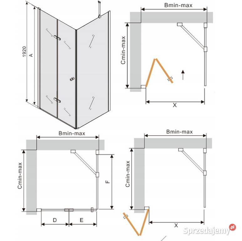 Kabina prysznicowa złota składana ścianka stała Choroszcz sprzedam